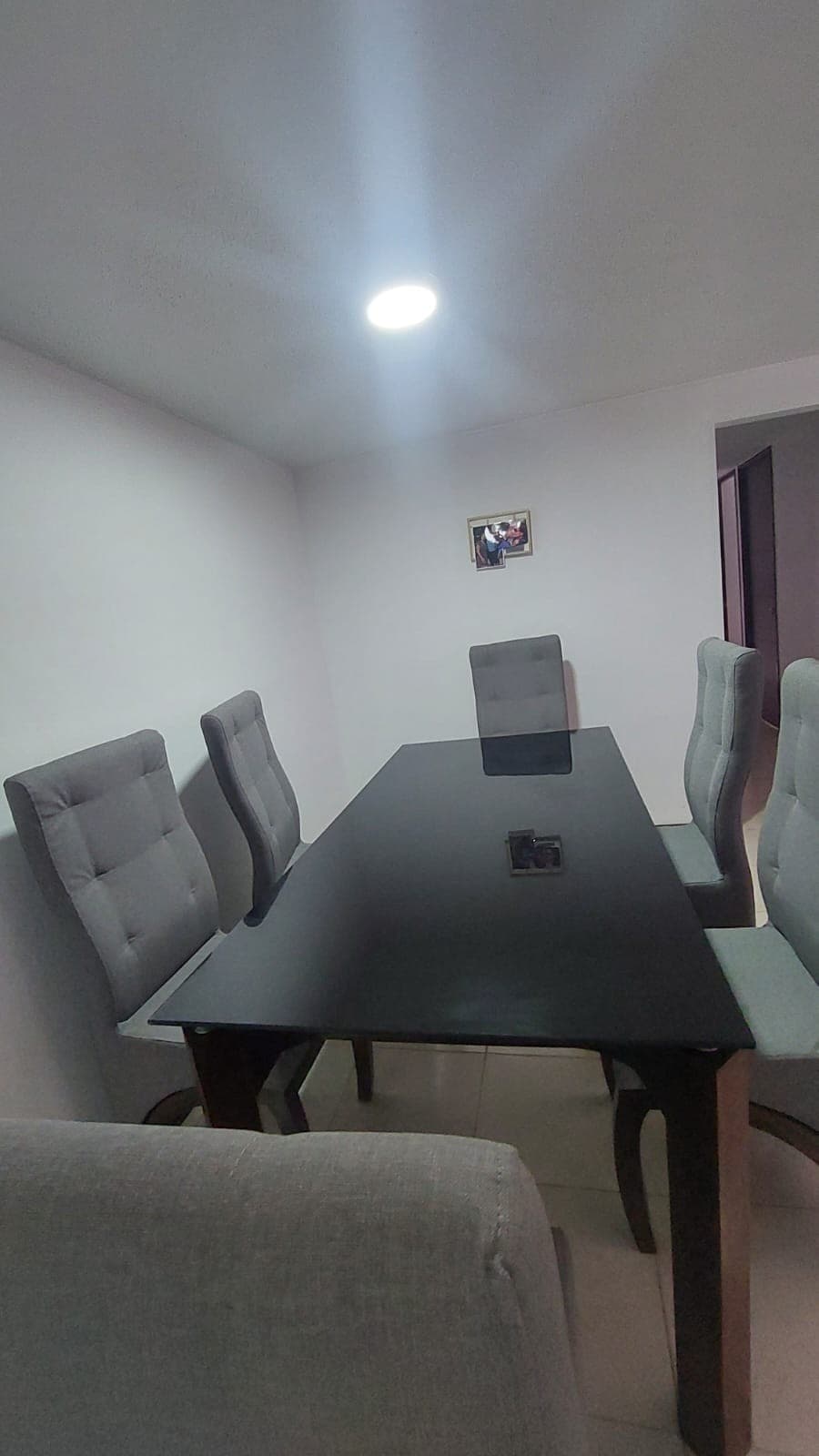 imagen de producto Comedor 6 puestos cedro+cristal negro
