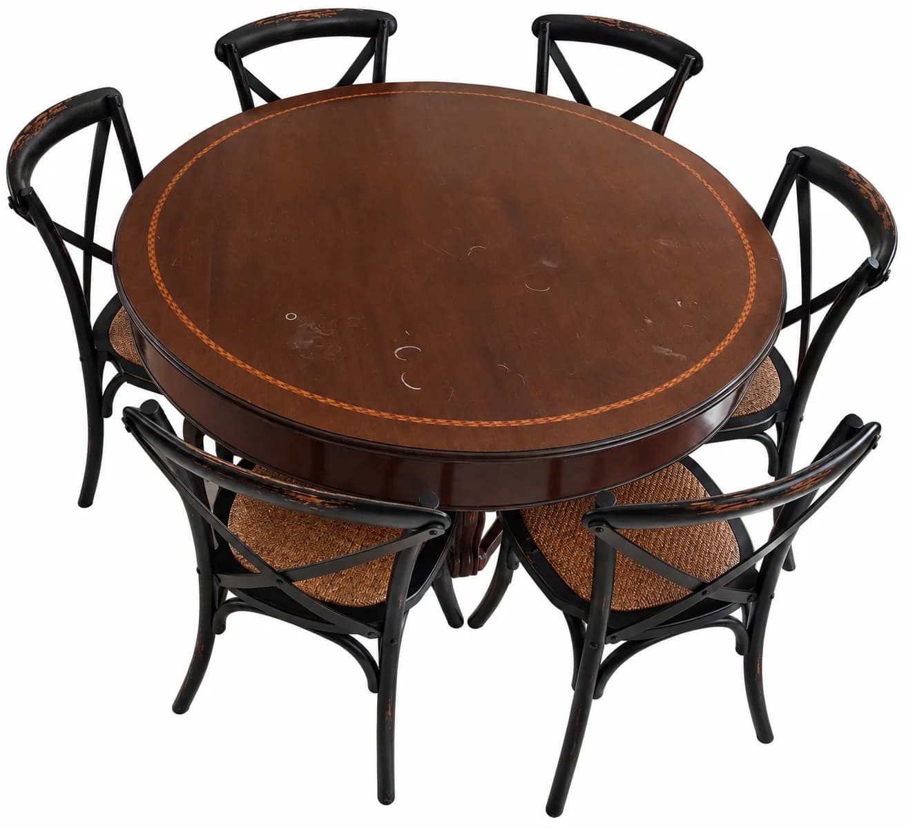 imagen de producto Comedor redondo de madera con 6 sillas 