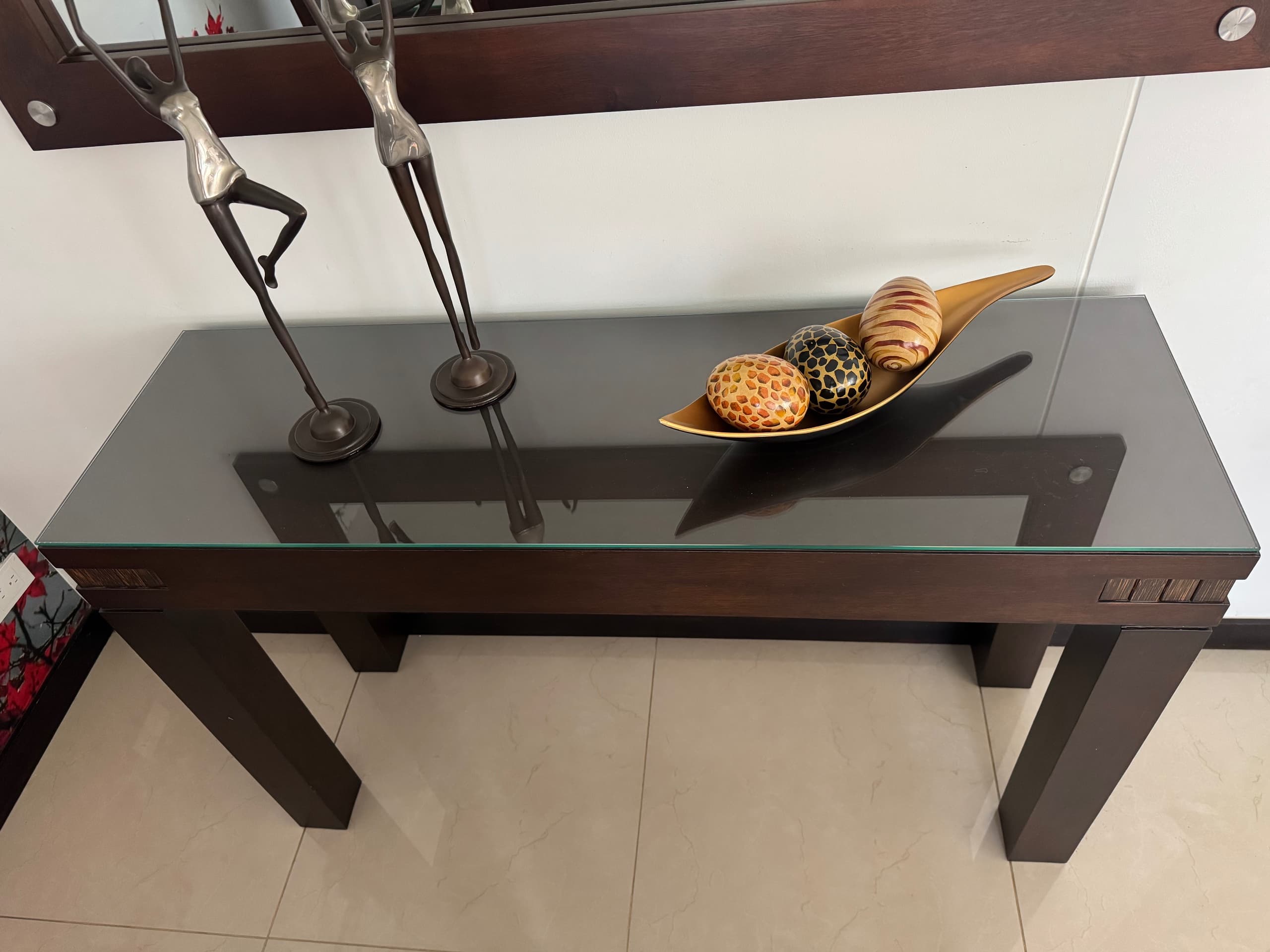 imagen de producto Mesa recibidor + espejo madera wengue