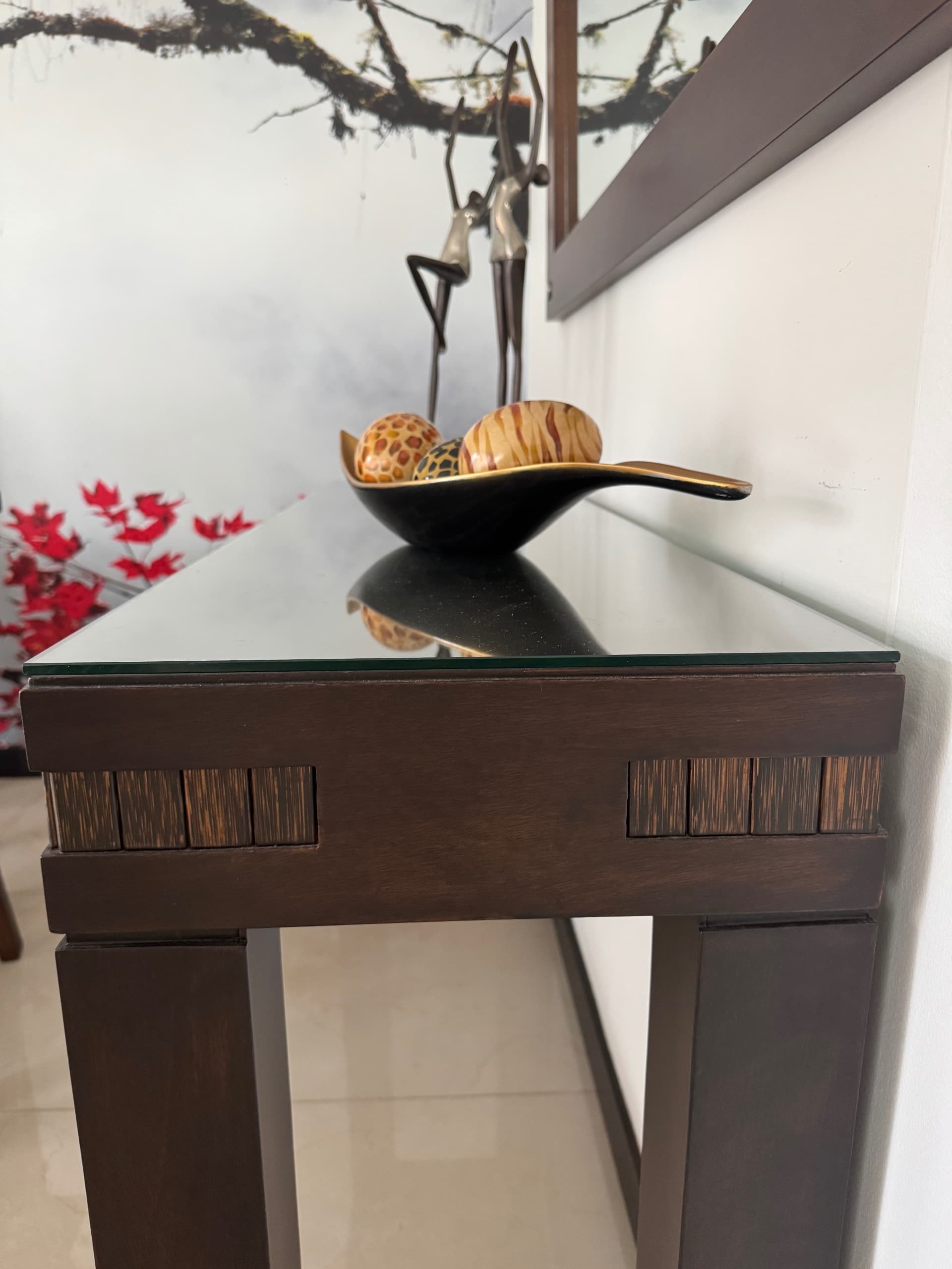imagen de producto Mesa recibidor + espejo madera wengue