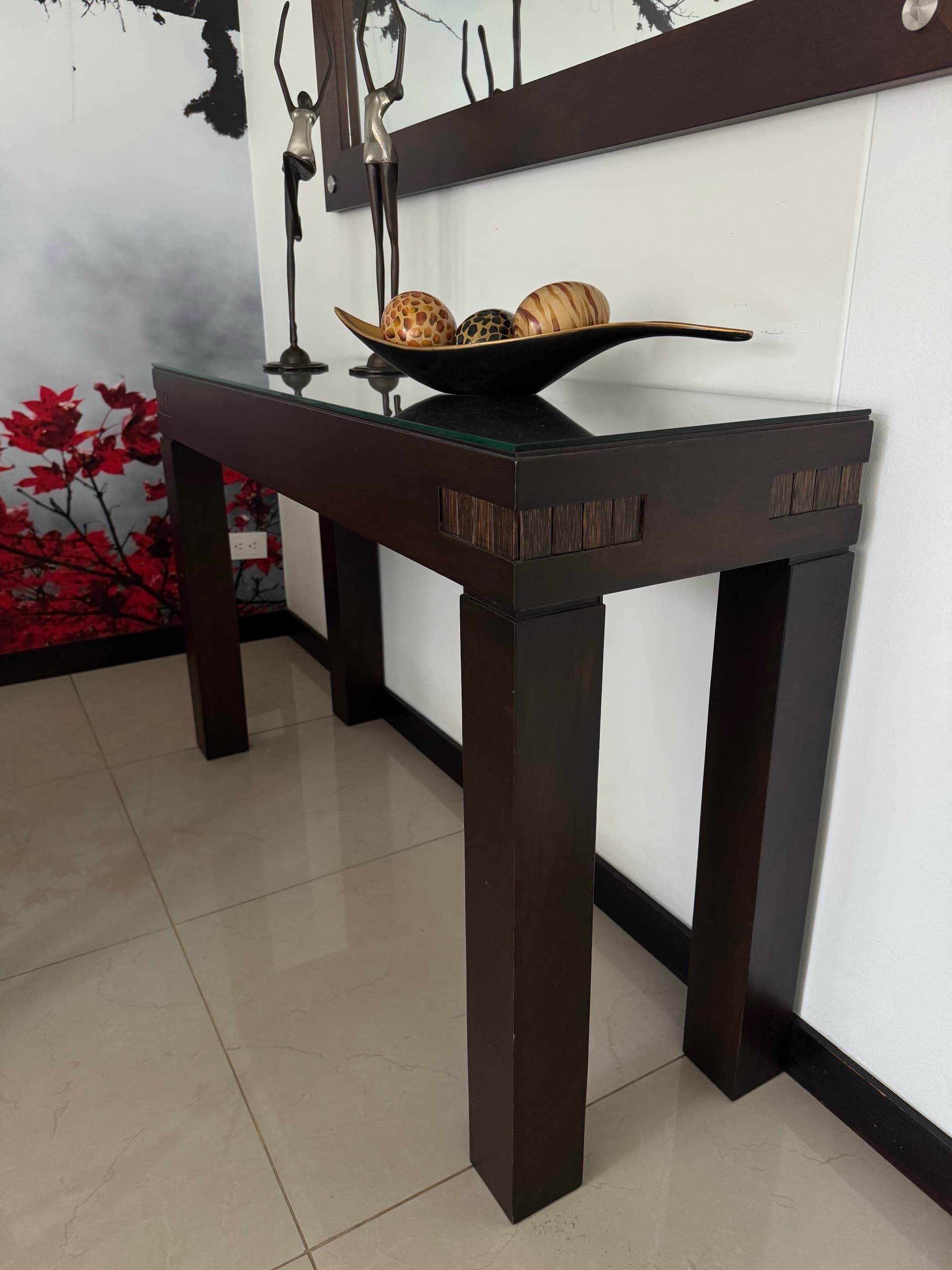 imagen de producto Mesa recibidor + espejo madera wengue