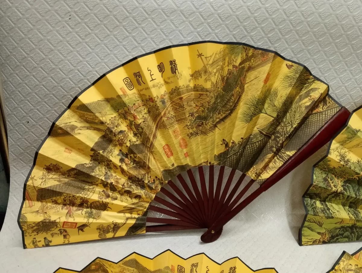imagen de producto Abanico Antiguo Japan Pergamino Madera 