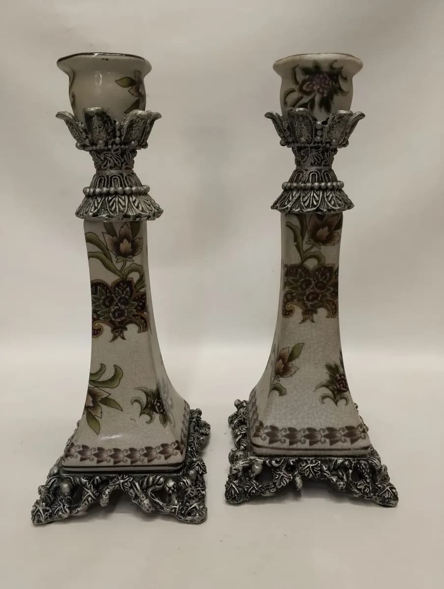 imagen de producto Candelabro Mesa Italy Barroco Floral Craquelado 