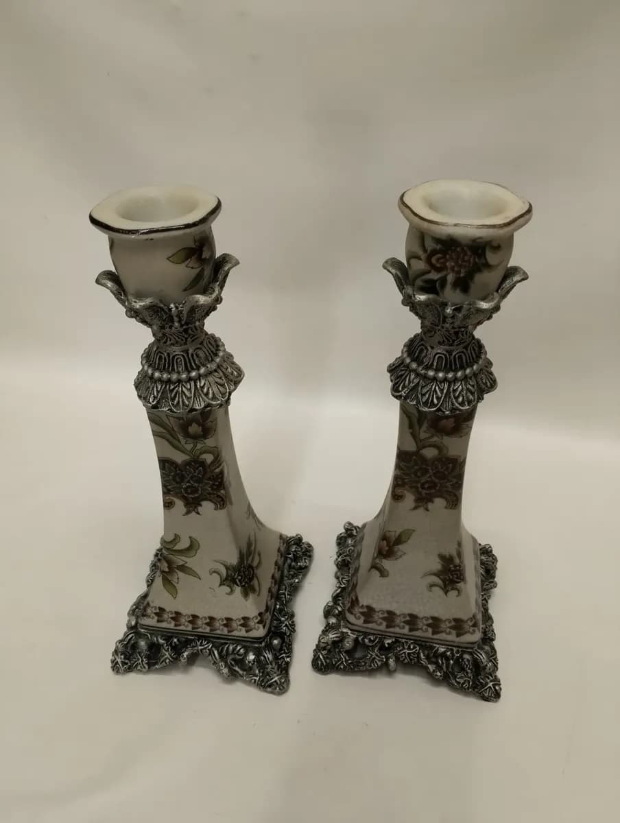 imagen de producto Candelabro Mesa Italy Barroco Floral Craquelado 