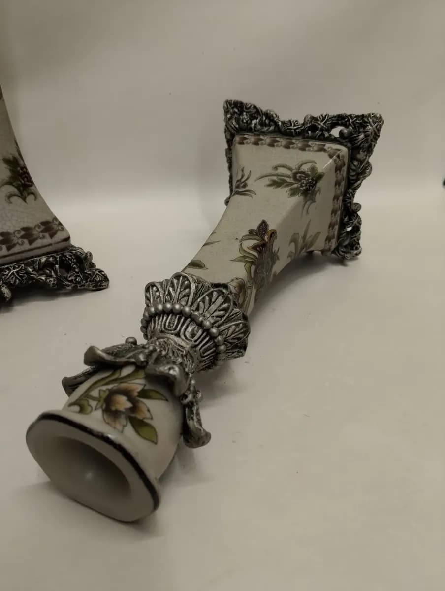 imagen de producto Candelabro Mesa Italy Barroco Floral Craquelado 