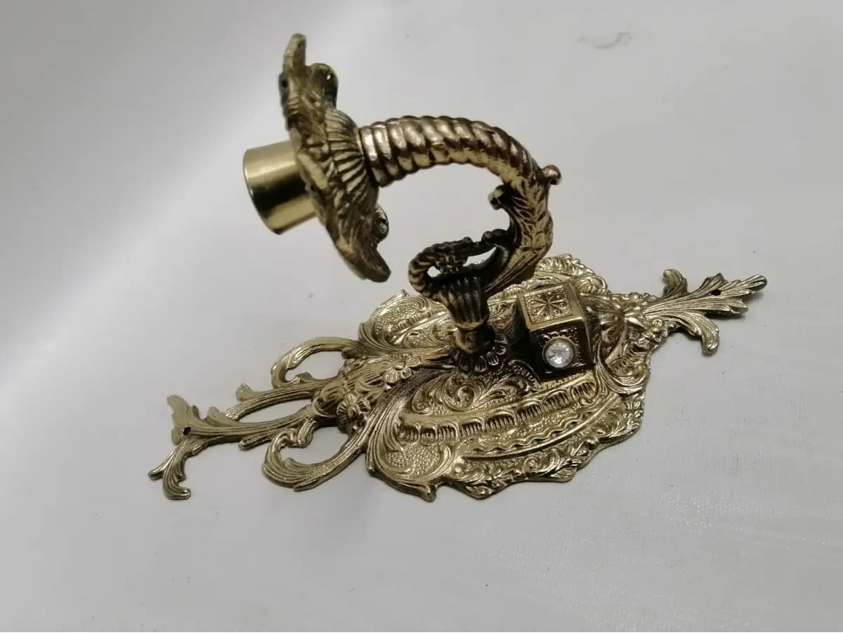 imagen de producto Candelabro Pared Antiguo Bronce Tallado 1950