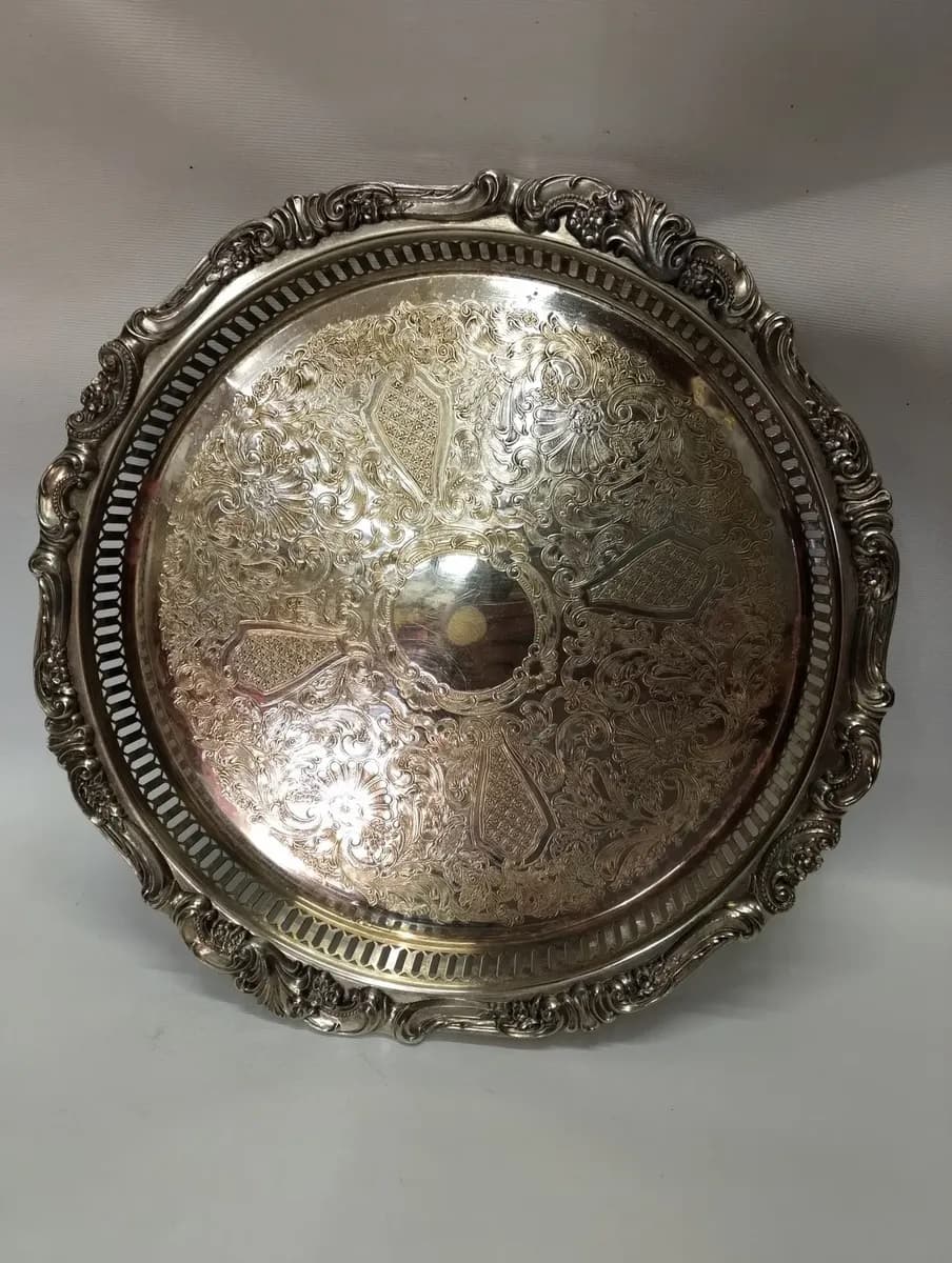 imagen de producto Bandeja Mesa Francesa Bronce Baño Plata 925 