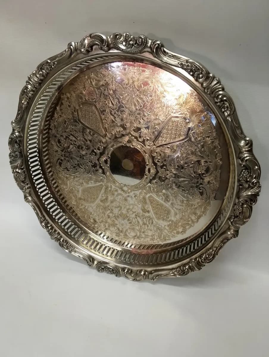 imagen de producto Bandeja Mesa Francesa Bronce Baño Plata 925 