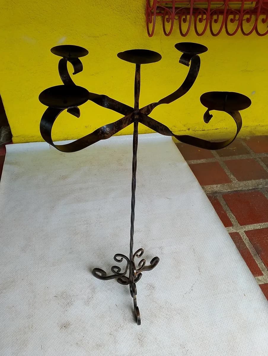 imagen de producto Candelabro De Pie Grande 5 Velas Hierro Forja