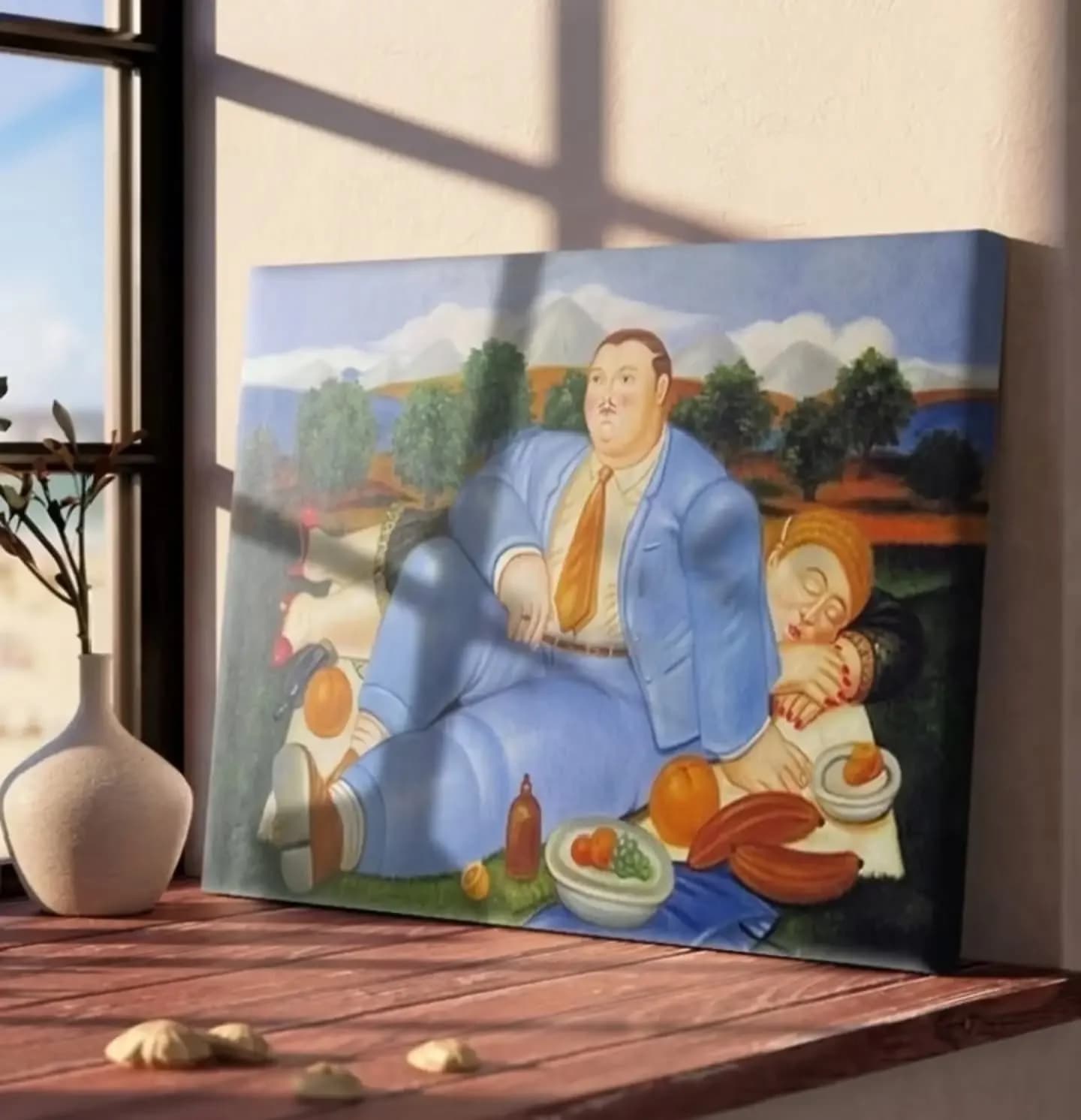 imagen de producto CUADRO ESTILO ANTIGUO LIENZOGRAFIA CENA BOTERO 