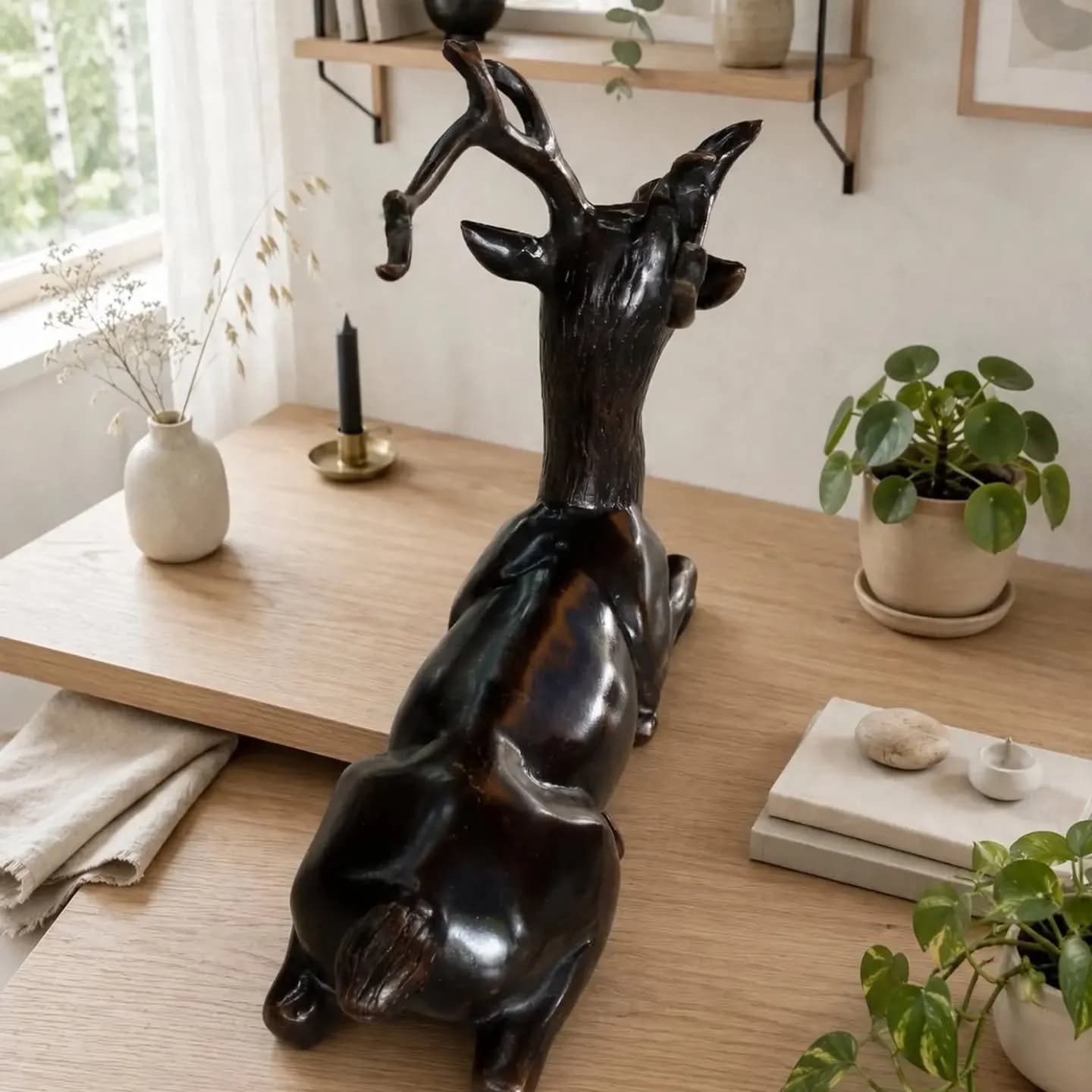 imagen de producto ESCULTURA ANTIGUA EN BRONCE MACIZO DE VENADO 