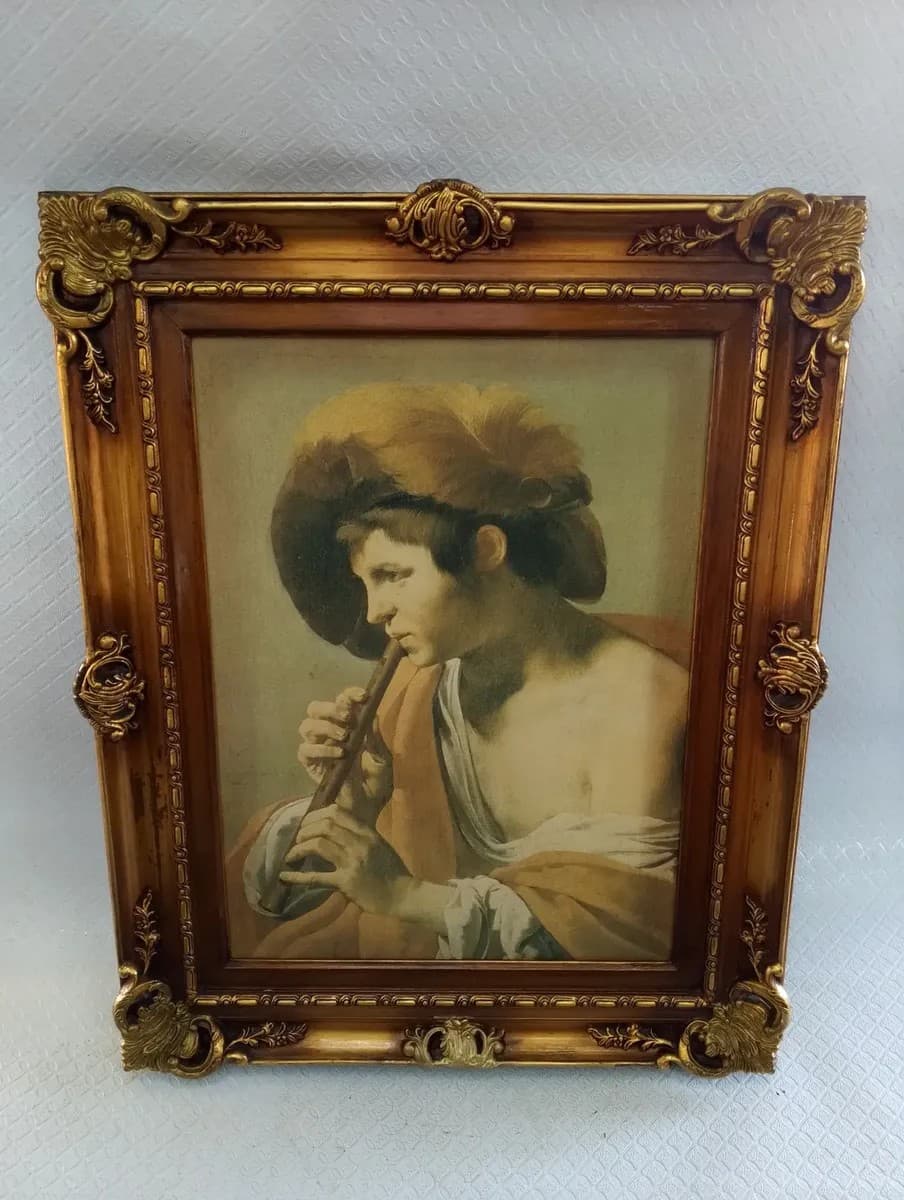 imagen de producto Cuadro Antiguo Lienzo Impreso Flautista 
