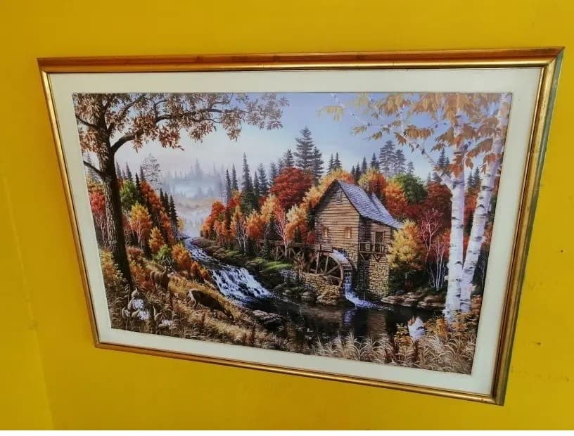 imagen de producto Cuadro Francés Paisaje Molino 1950 
