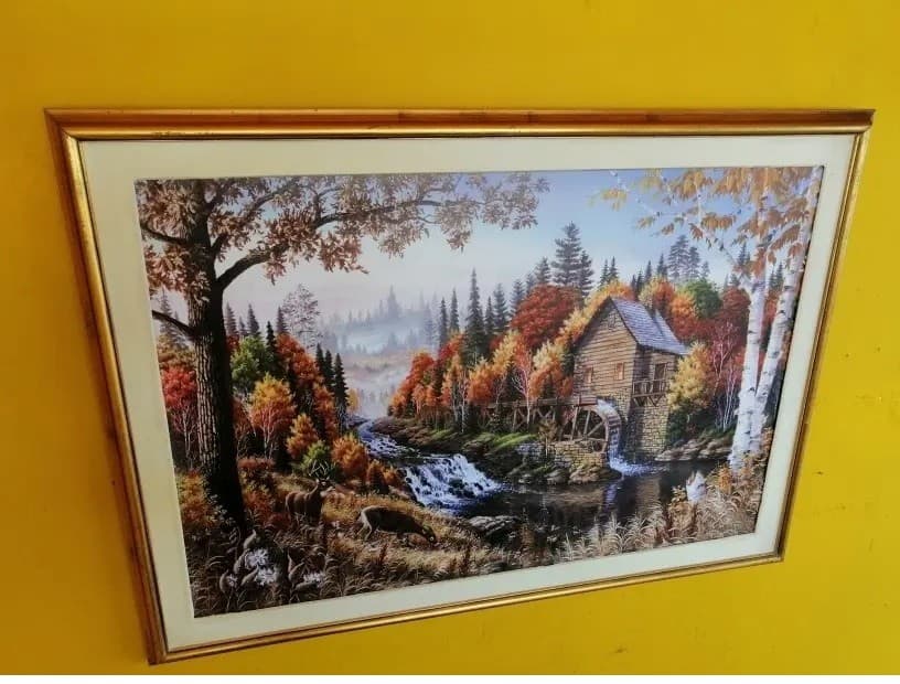 imagen de producto Cuadro Francés Paisaje Molino 1950 