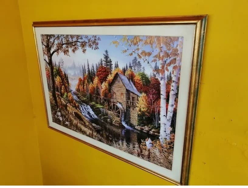 imagen de producto Cuadro Francés Paisaje Molino 1950 