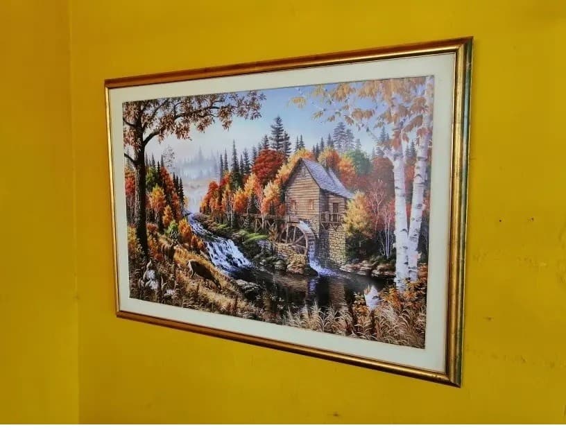 imagen de producto Cuadro Francés Paisaje Molino 1950 