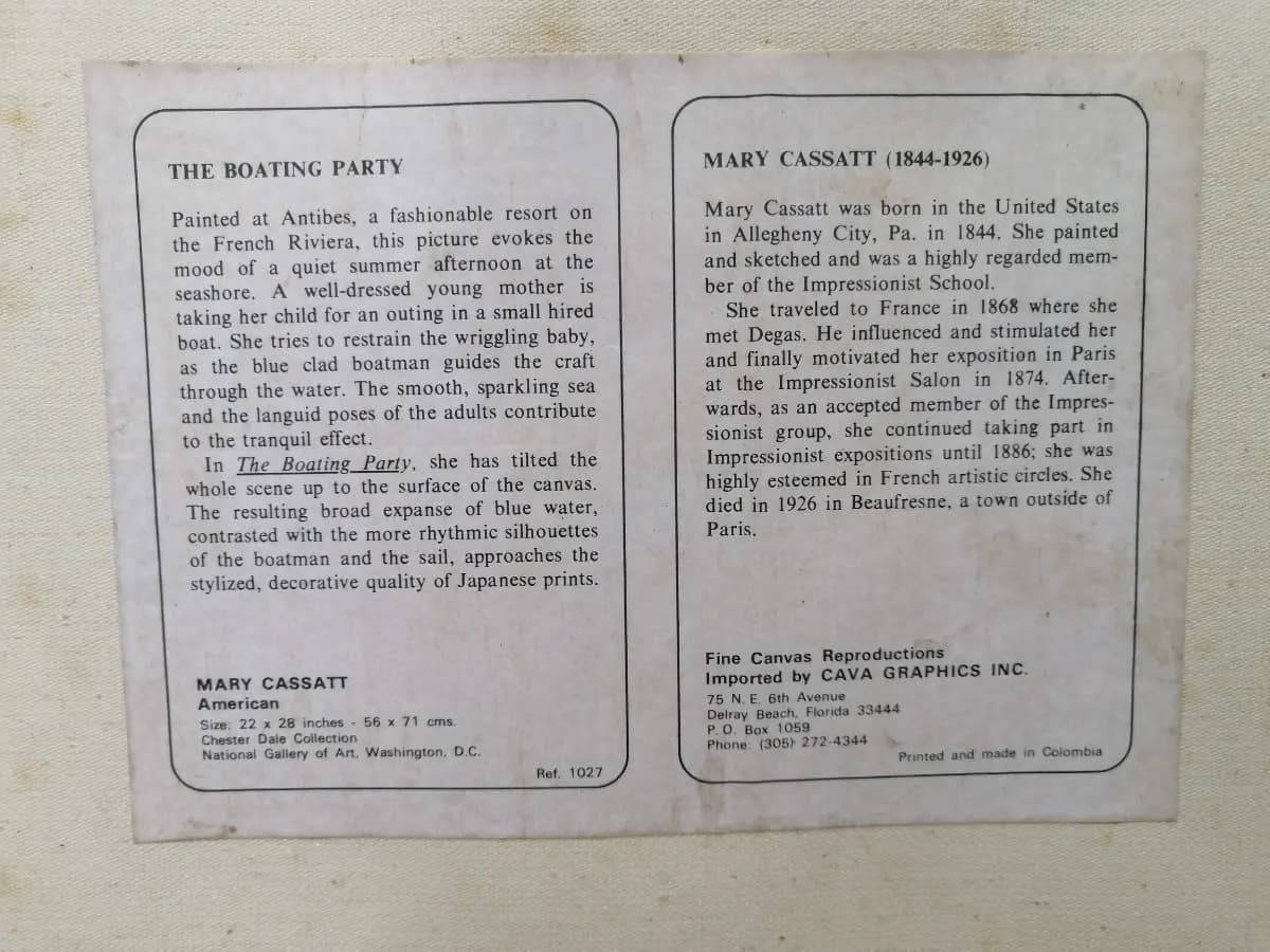 imagen de producto Cuadro Lienzografia The Boating Party 