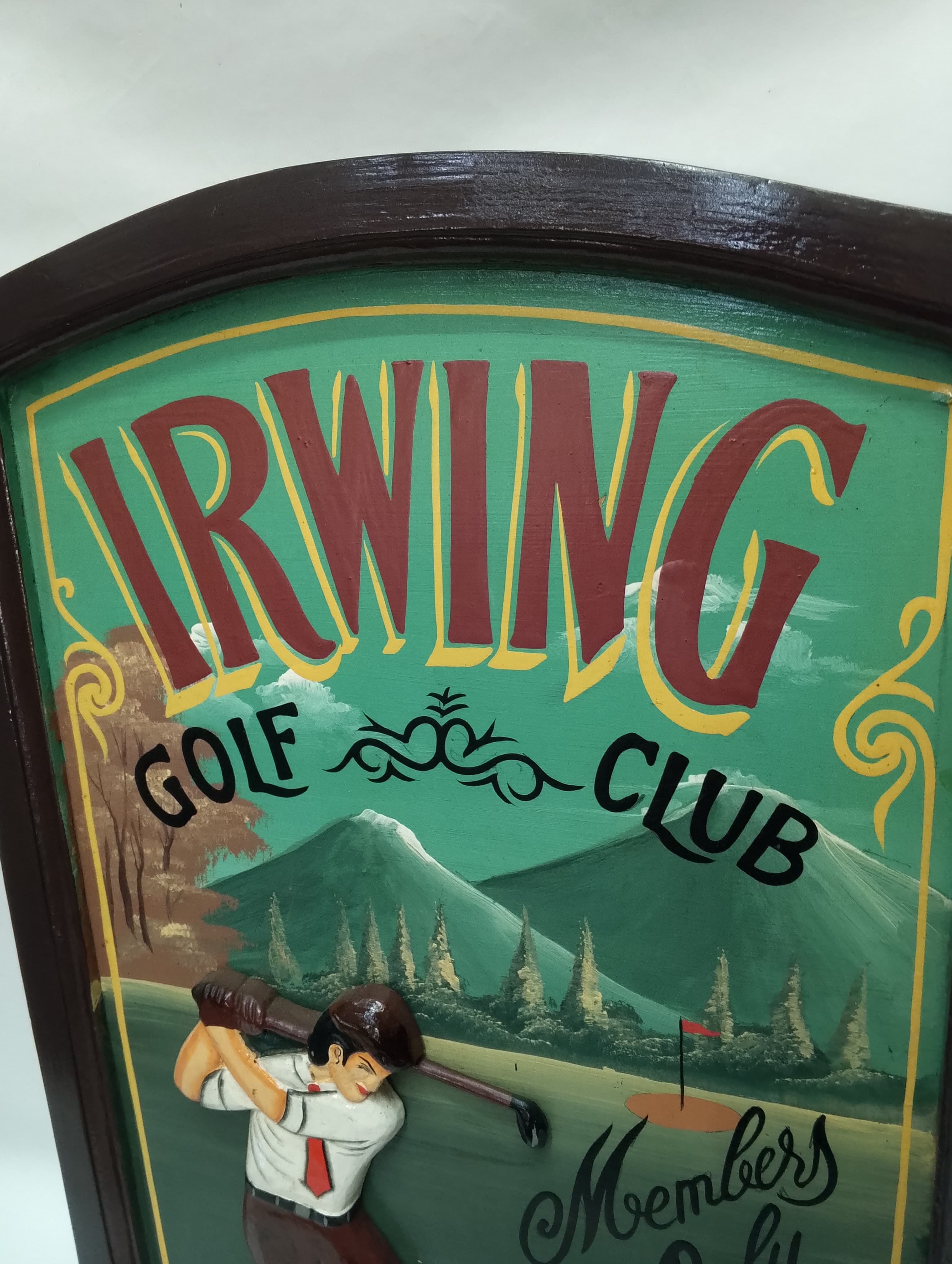imagen de producto CUADRO AVISO ANTIGUO MADERA Y OLEO GOLF