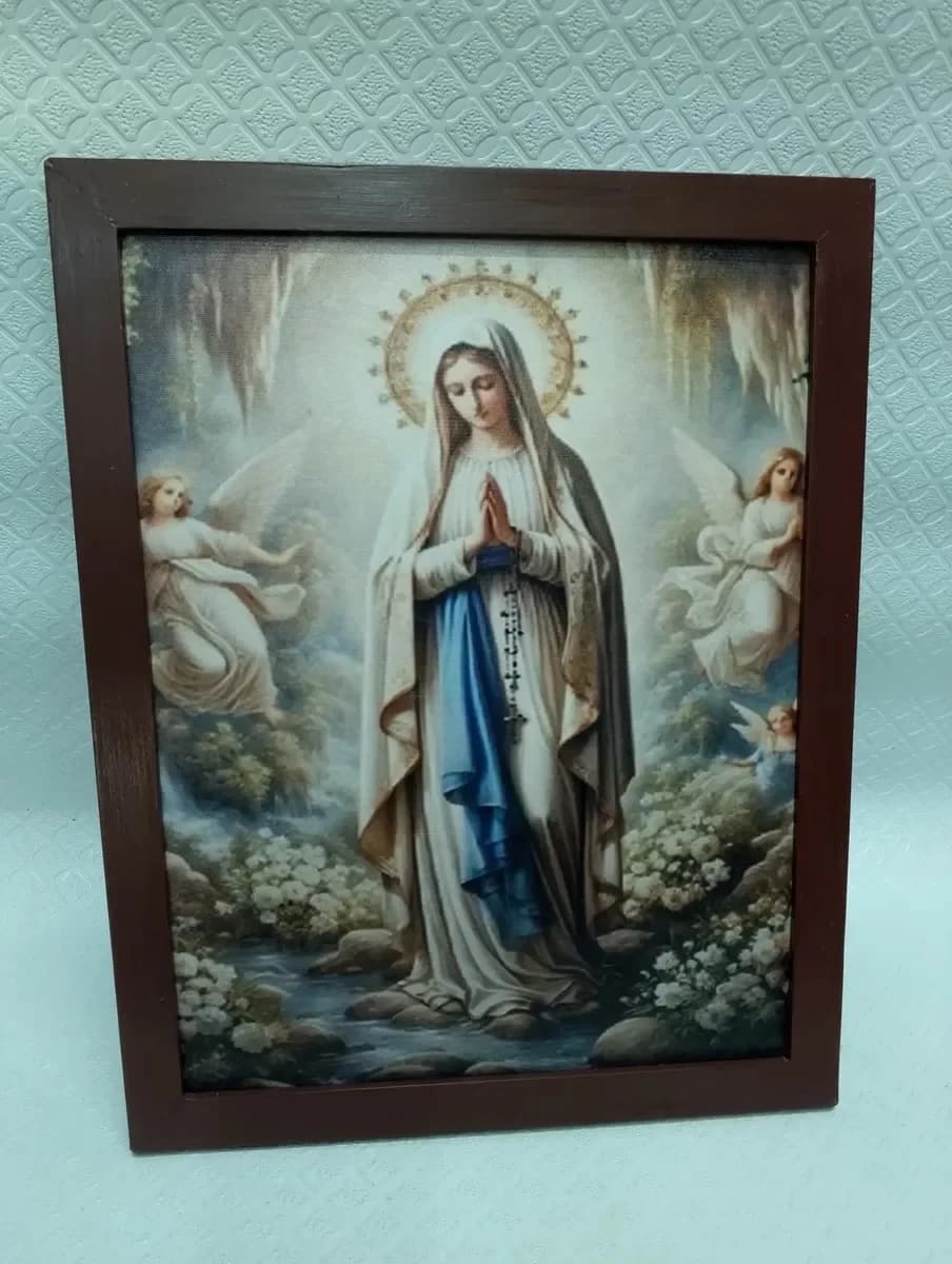 imagen de producto Cuadro Virgen Maria Lienzografia Marco Cedro
