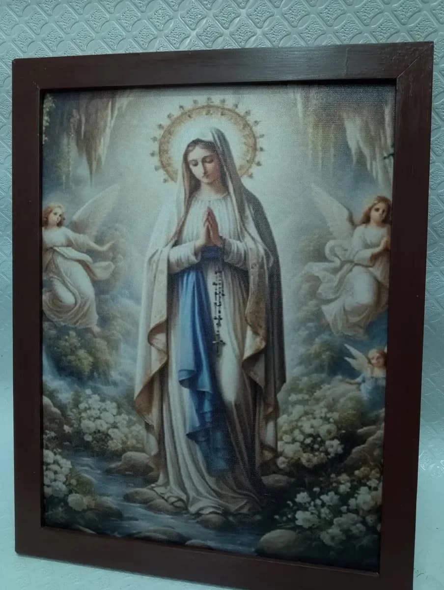 imagen de producto Cuadro Virgen Maria Lienzografia Marco Cedro