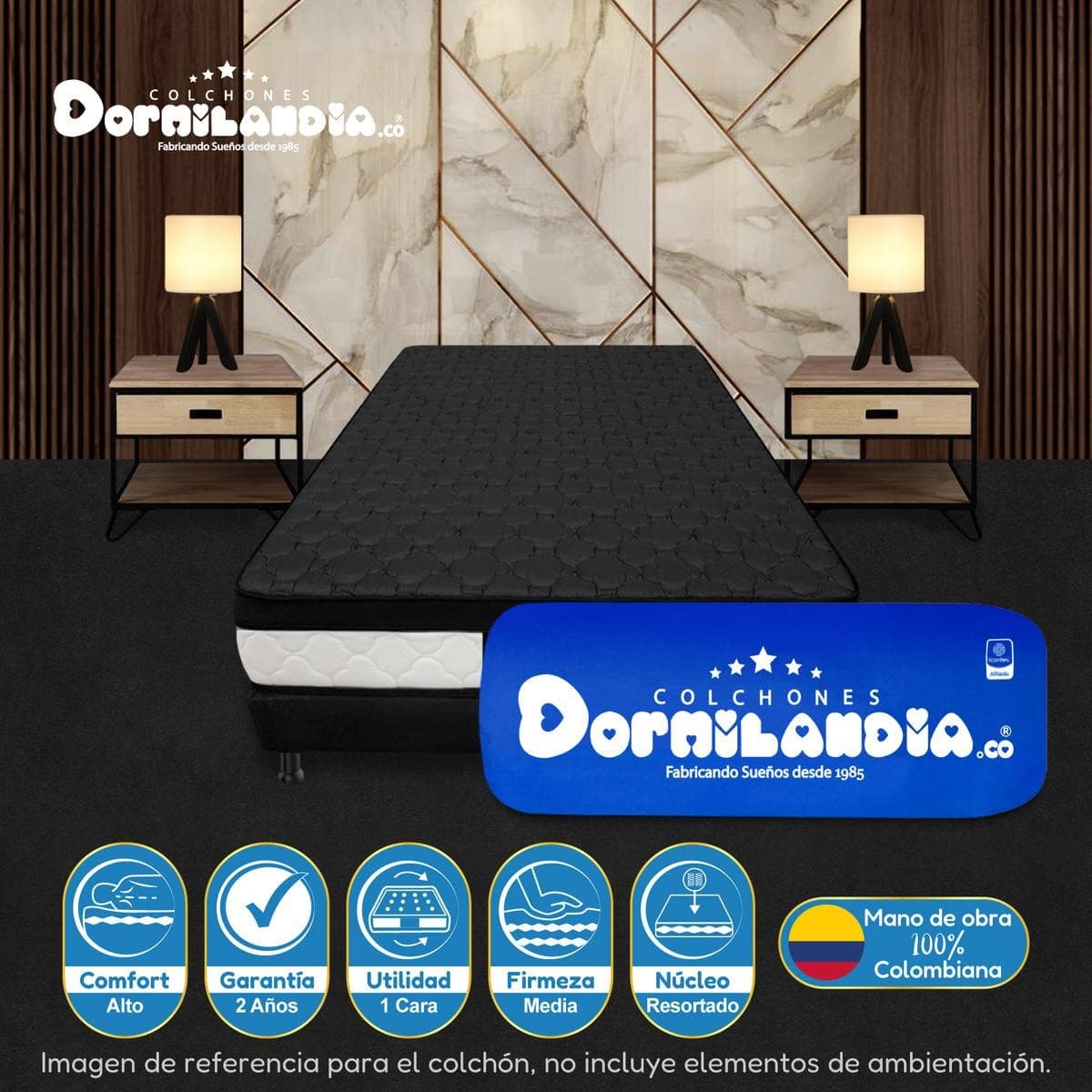 imagen de producto Combo cama doble DUblin negro