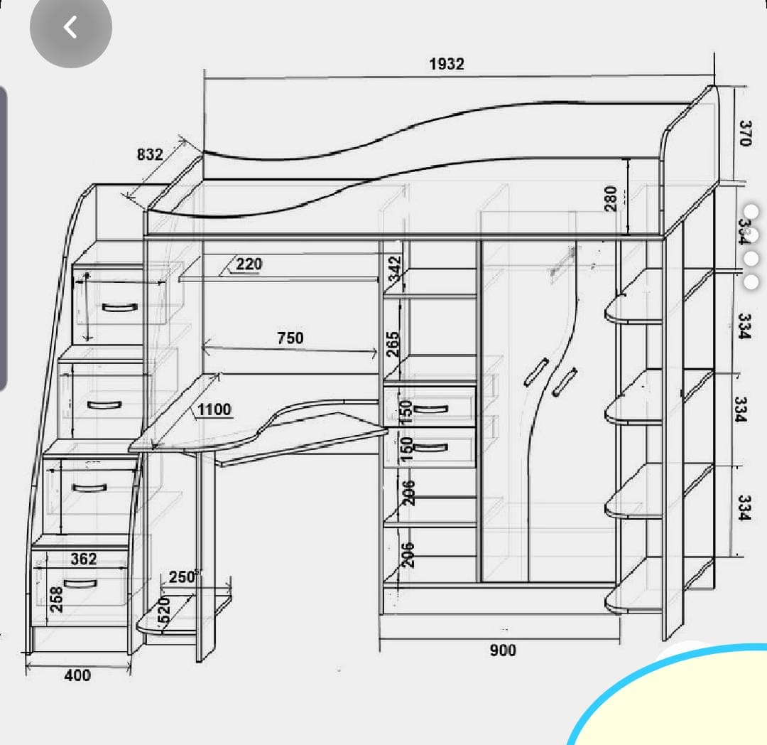 imagen de producto Multifuncional cama, escritorio cajones