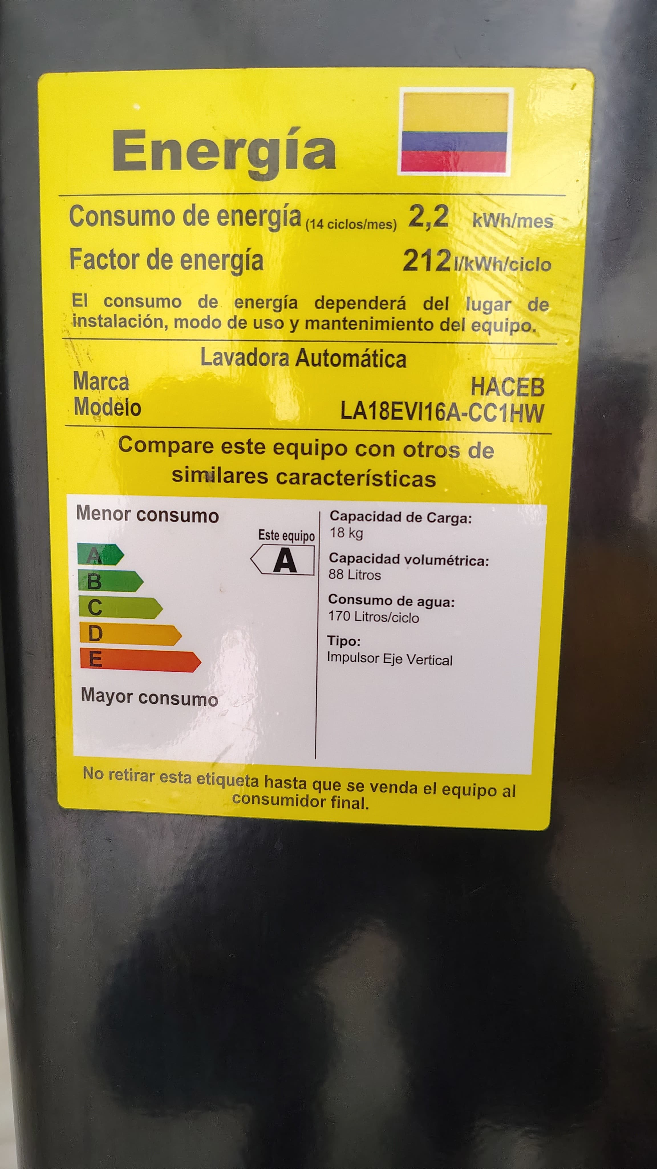 imagen de producto Lavadora Haceb 18kg