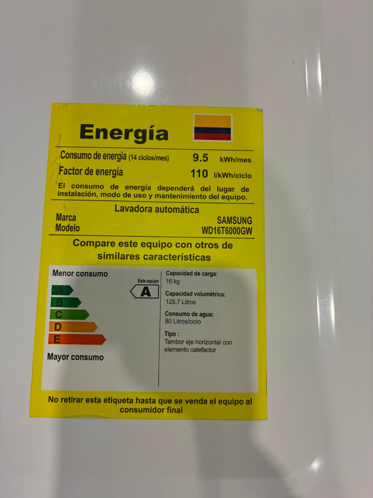 imagen de producto Lavasecadora 16 kg Carga color Blanco