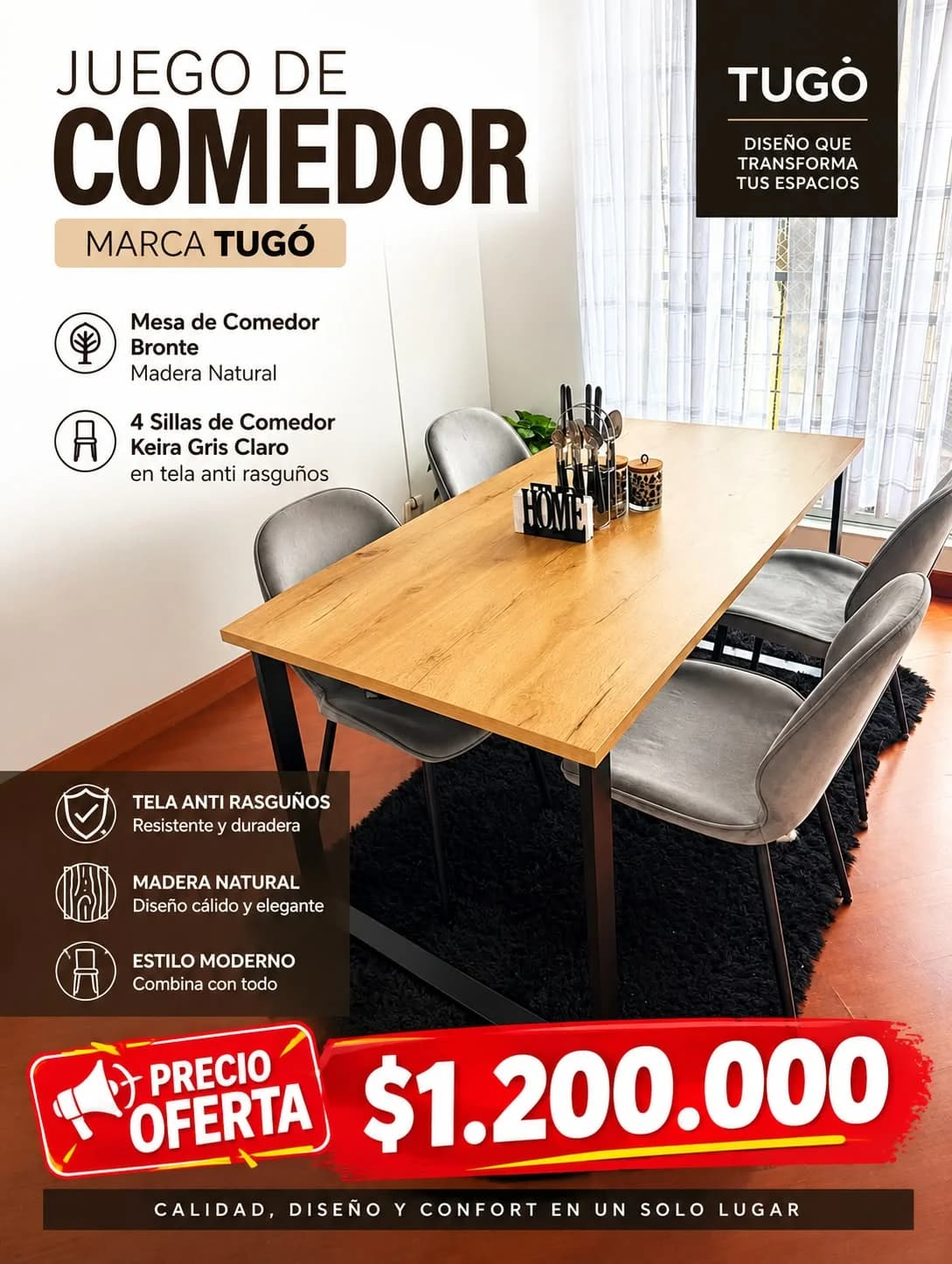 imagen de producto Comedor 4 puestos marca Tugo