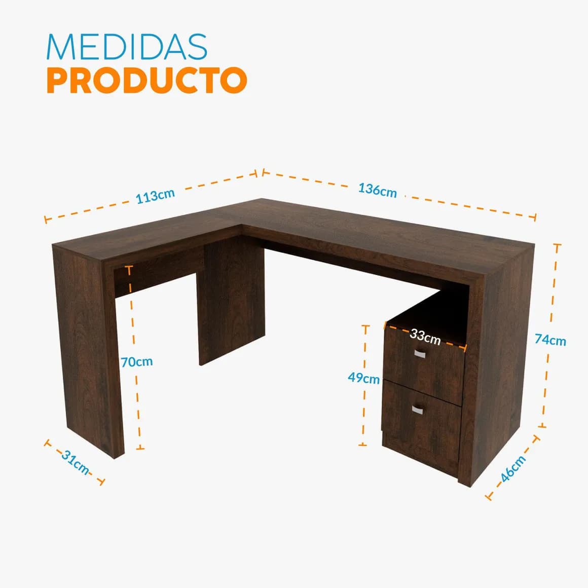 imagen de producto Escritorio en L con cajones