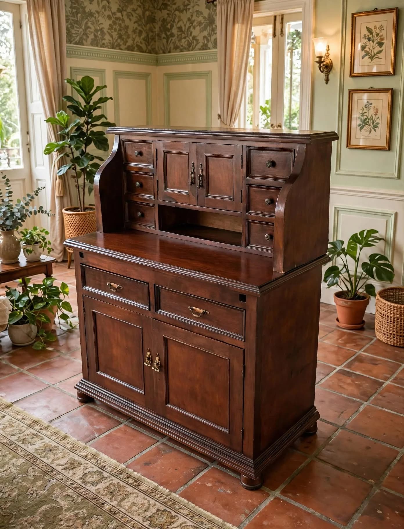 imagen de producto SECRETER ESPAÑOL ANTIGUO MADERA CEDRO Y BRONCE