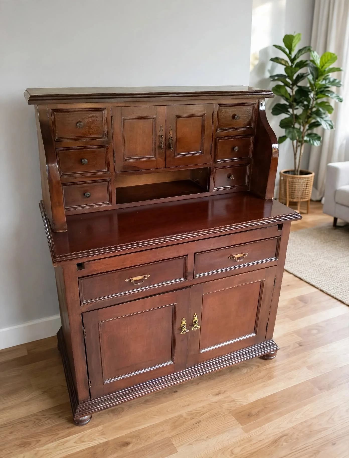 imagen de producto SECRETER ESPAÑOL ANTIGUO MADERA CEDRO Y BRONCE