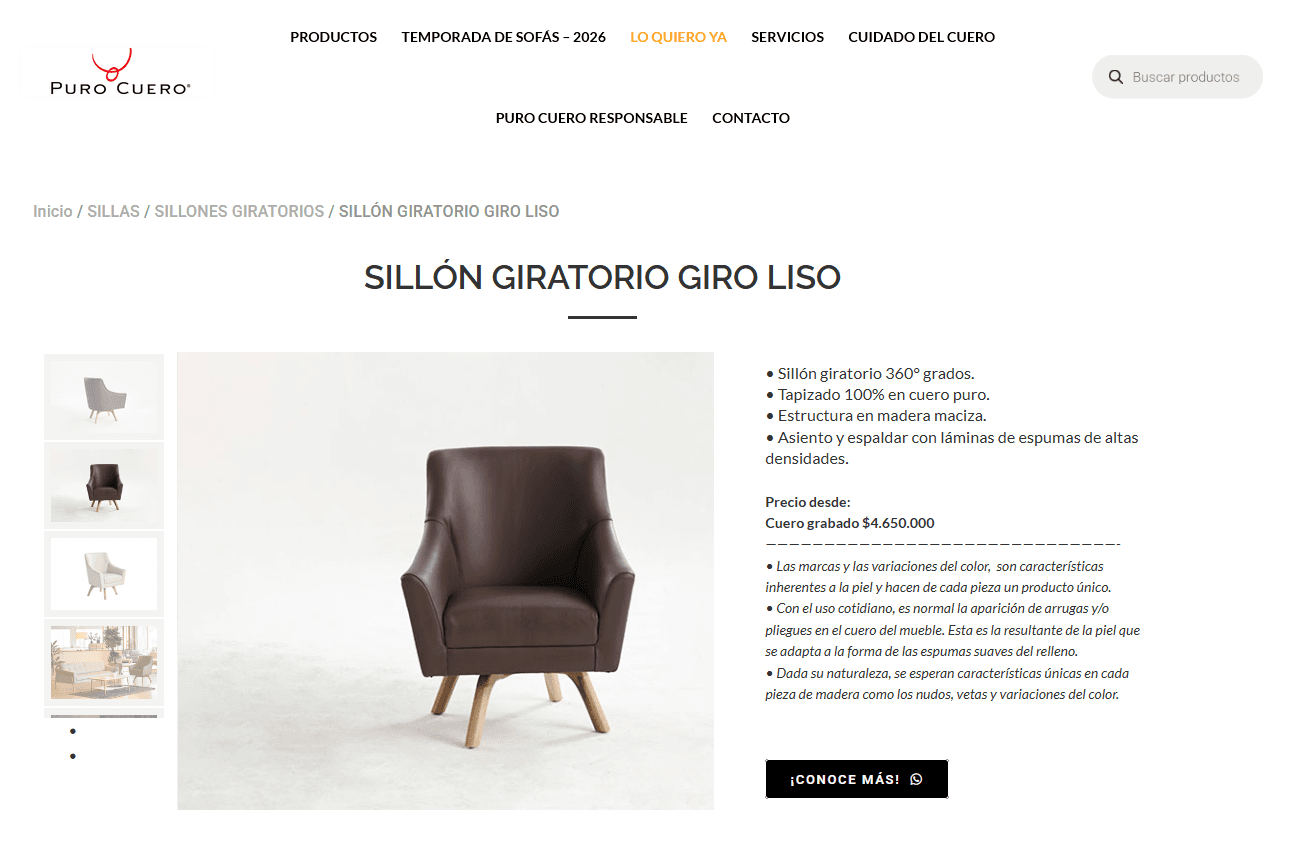 imagen de producto SILLON Giratorio Marca PURO CUERO