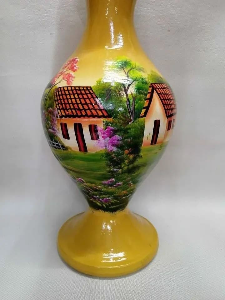 imagen de producto Florero O Ánfora Barro Y Óleo Paisaje