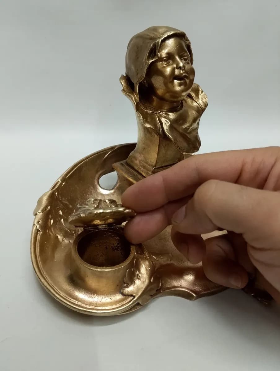 imagen de producto Tintero Bronce Macizo Firmado Serial
