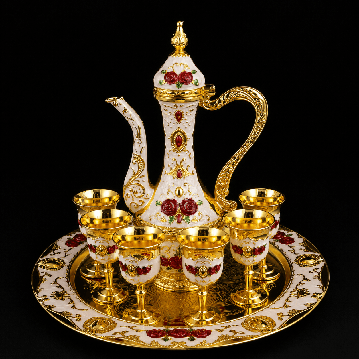 imagen de producto JUEGO TE TURCO BRONCE Y PORCELANA