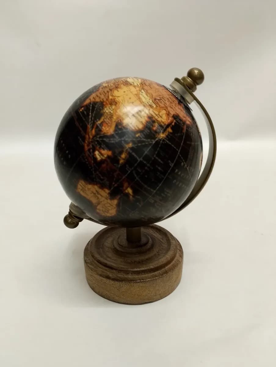 imagen de producto Mapamundi Antiguo Madera Y Antimonio Negro Pequeño