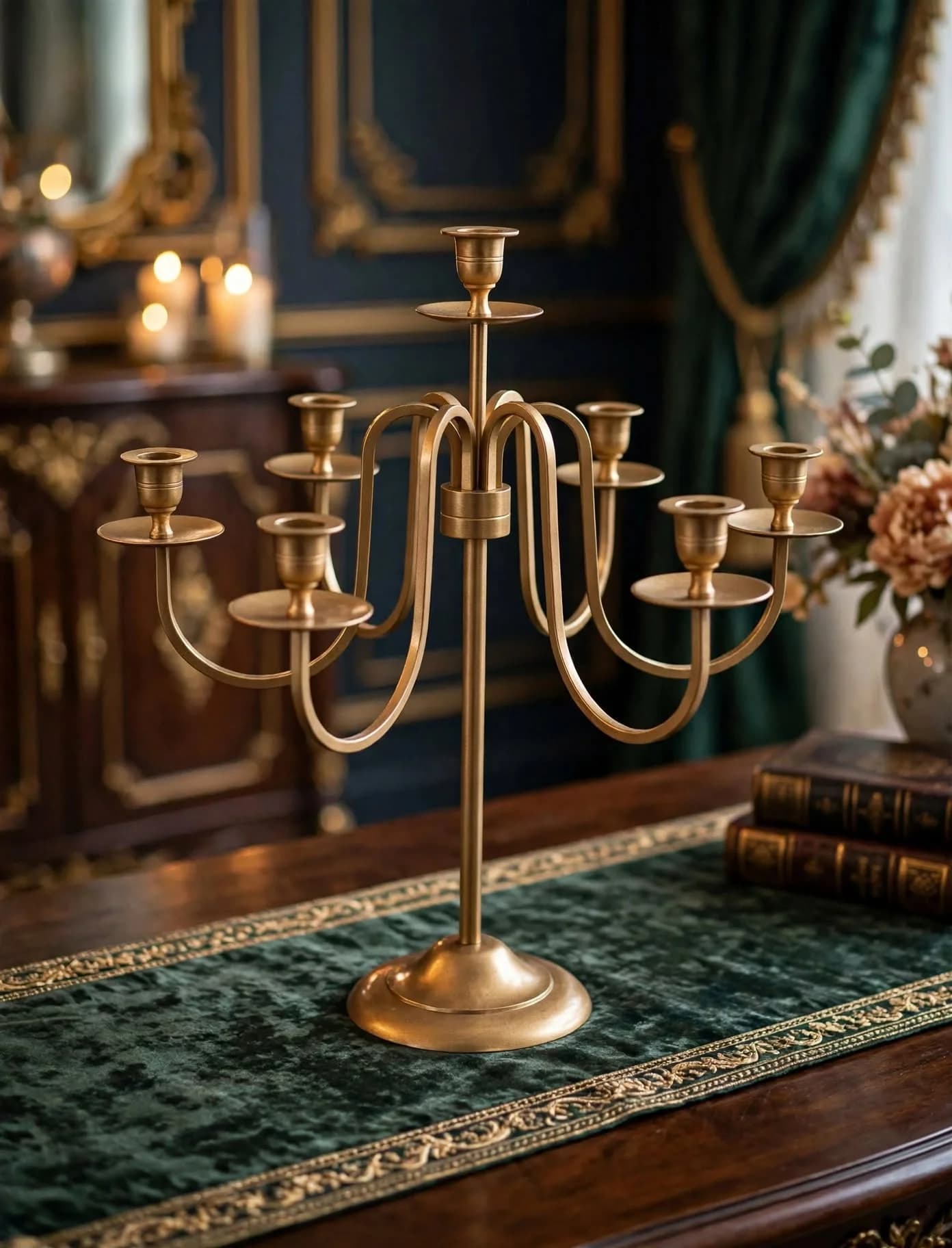 imagen de producto CANDELABRO DE MESA ANTIGUO EN ANTIMONIO 7 VELAS