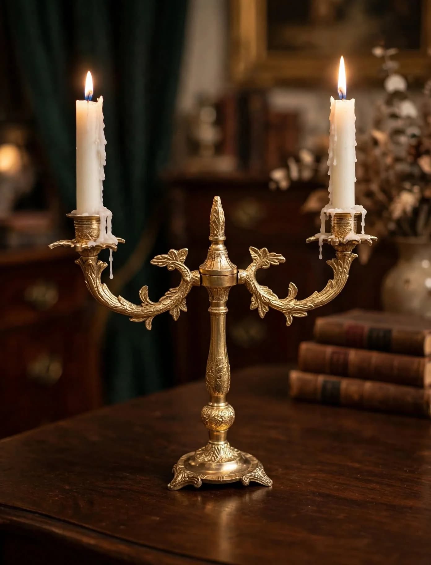 imagen de producto CANDELABRO ANTIGUO FRANCES BRONCE MACIZO TALLADO