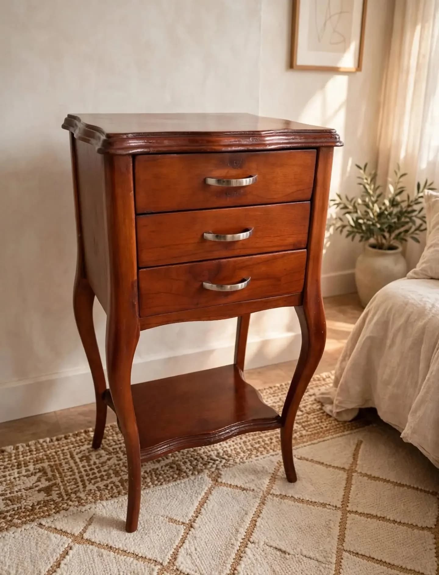 imagen de producto NOCHERO ANTIGUO ITALY EN MADERA CEDRO 3 CAJONES