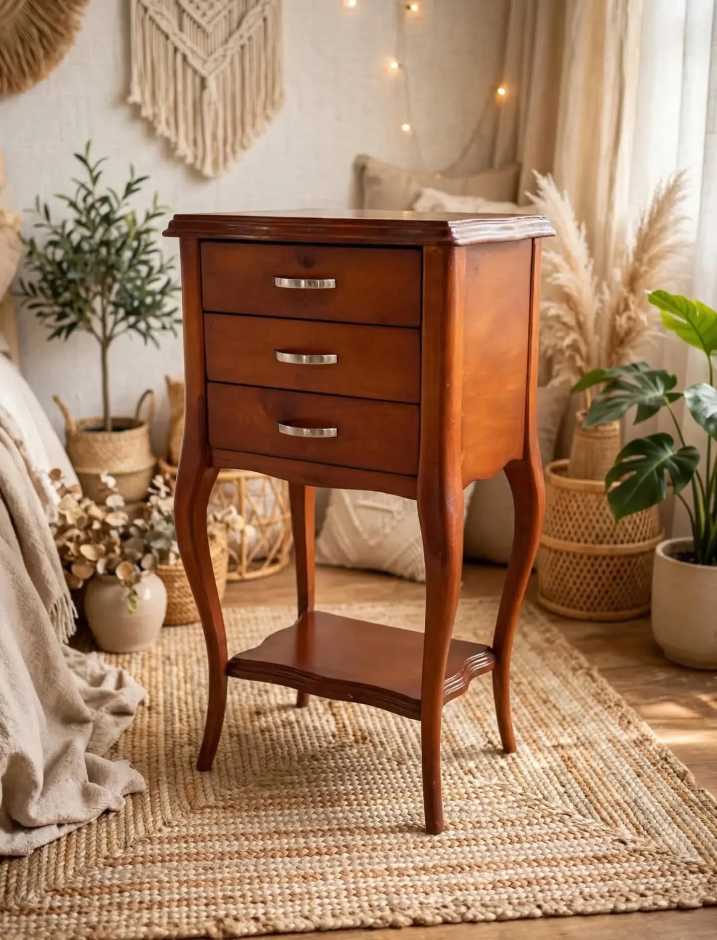 imagen de producto NOCHERO ANTIGUO ITALY EN MADERA CEDRO 3 CAJONES