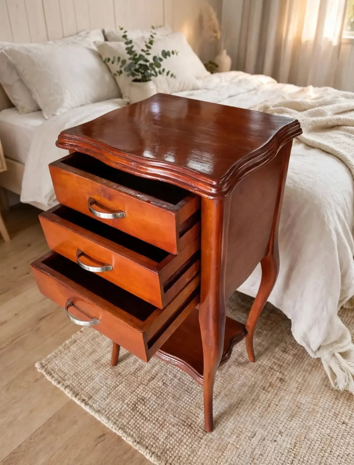 imagen de producto NOCHERO ANTIGUO ITALY EN MADERA CEDRO 3 CAJONES