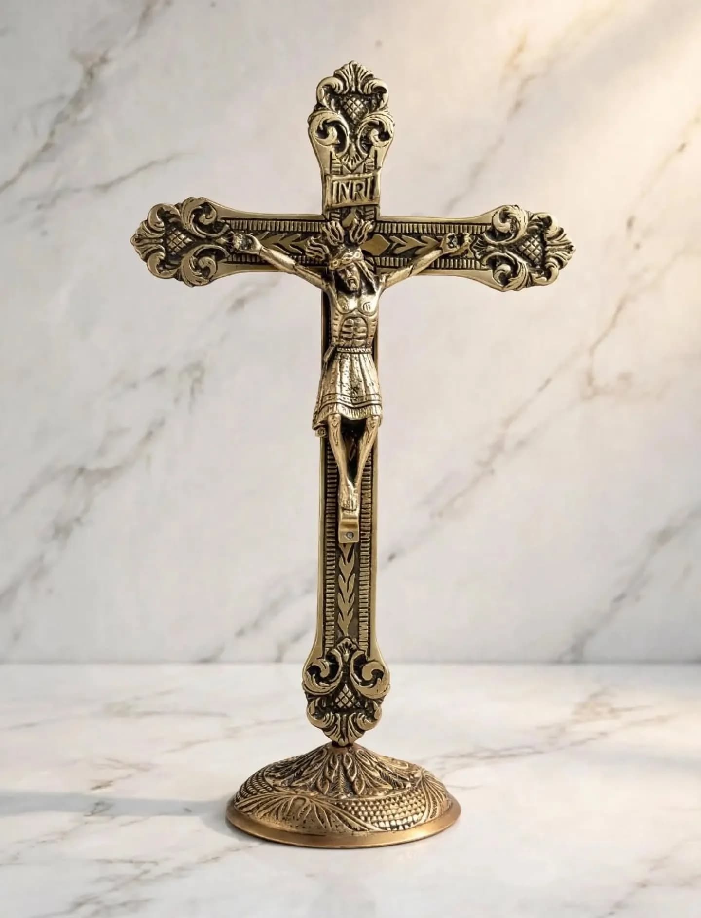 imagen de producto CRUCIFIJO ANTIGUO DE MESA DE IGLESIA EN BRONCE