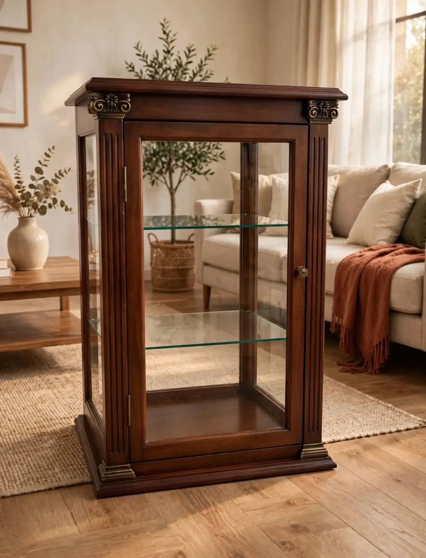 imagen de producto VITRINA MESA PEQUEÑA BOMBAY ITALY CEDRO Y CRISTAL