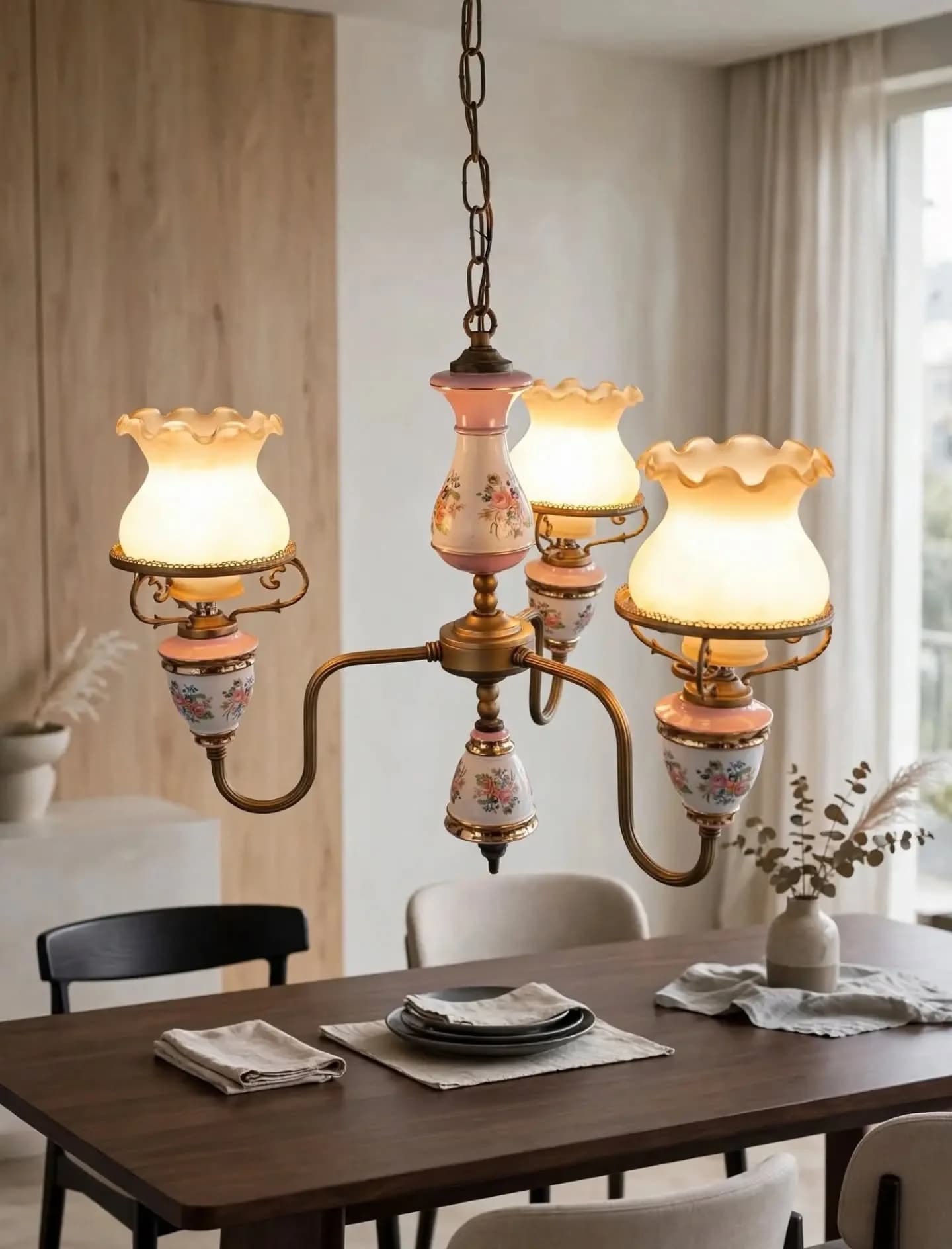 imagen de producto LAMPARA TECHO BRONCE PORCELANA Y BRICEROS