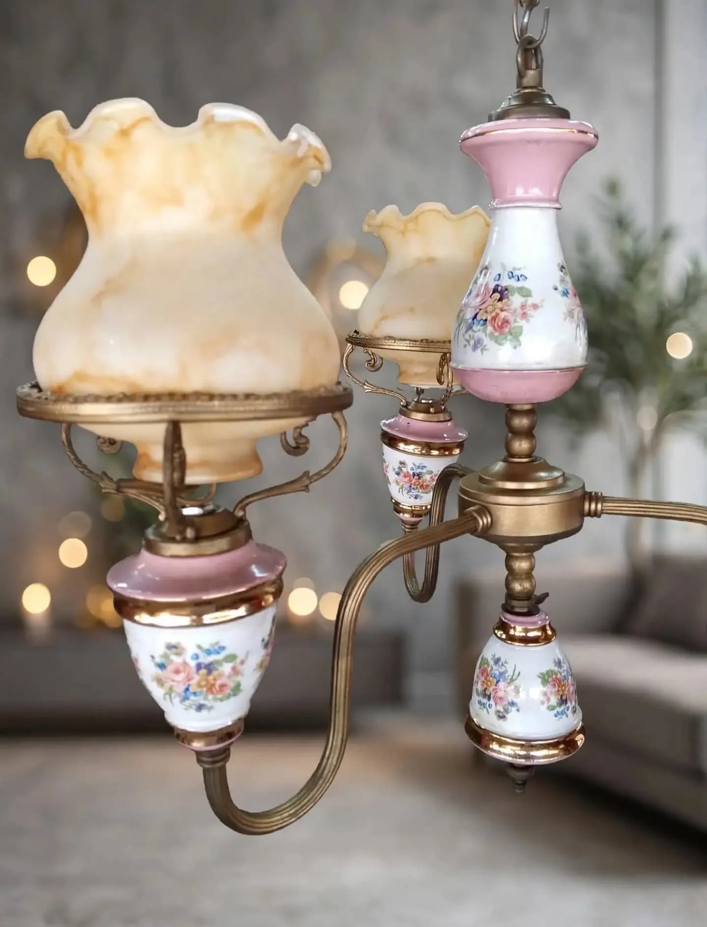 imagen de producto LAMPARA TECHO BRONCE PORCELANA Y BRICEROS