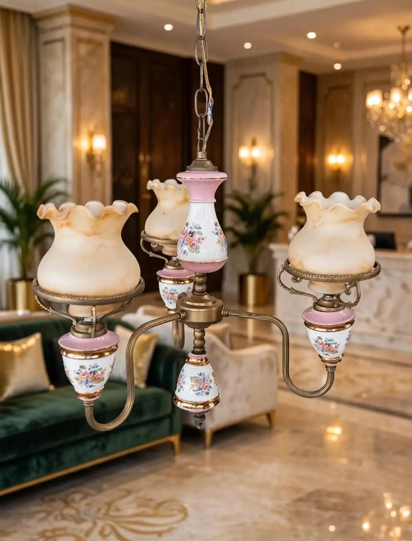 imagen de producto LAMPARA TECHO BRONCE PORCELANA Y BRICEROS