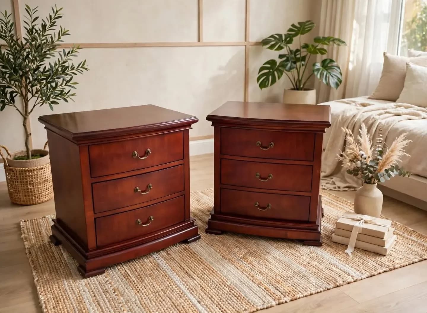 imagen de producto NOCHERO ANTIGUO ITALY EN MADERA CEDRO Y BRONCE