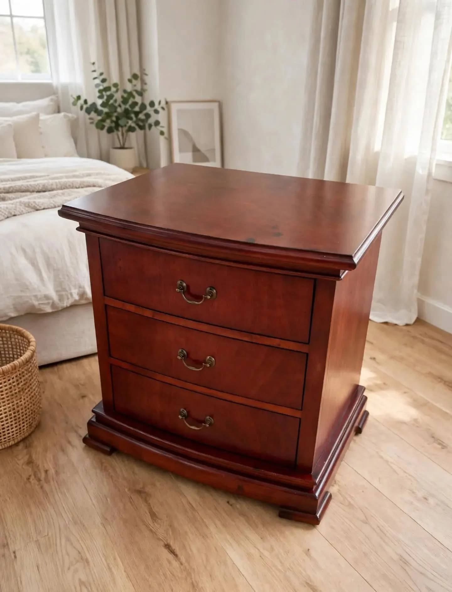 imagen de producto NOCHERO ANTIGUO ITALY EN MADERA CEDRO Y BRONCE