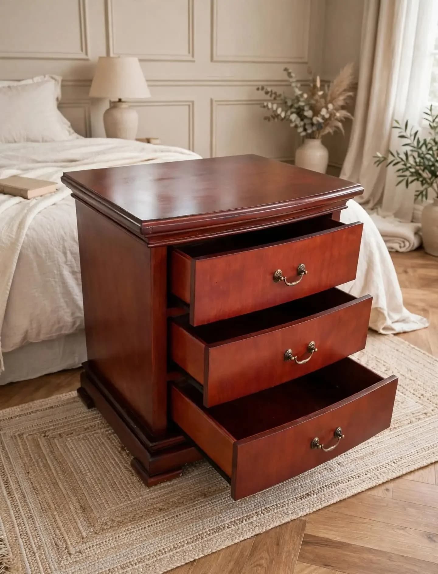 imagen de producto NOCHERO ANTIGUO ITALY EN MADERA CEDRO Y BRONCE